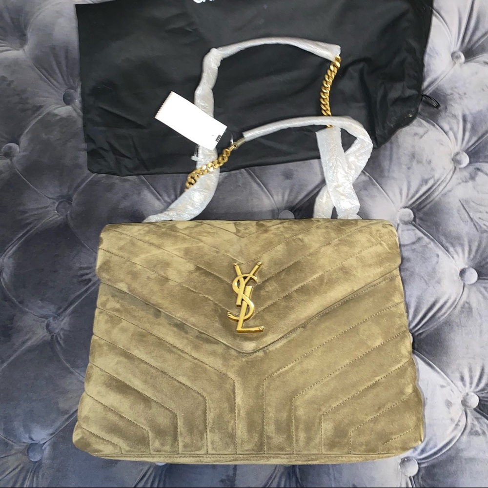 New Saint Laurent Medium Loulou Olive Green Bag - Picture 2 of 9
